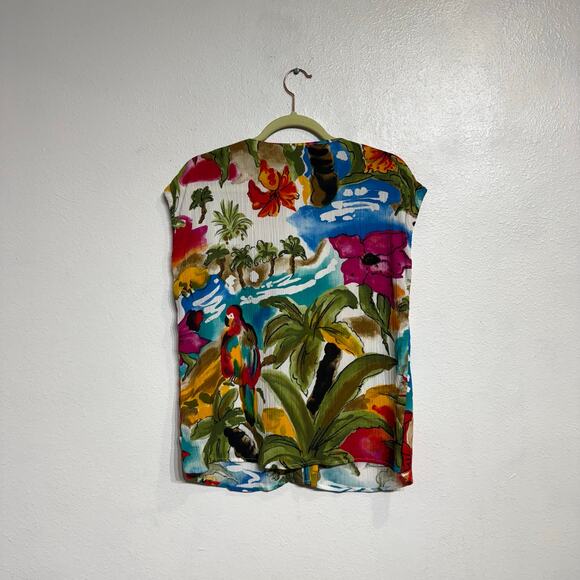 Carole Little White Tropical 2-Piece Vintage High Rise Wide Leg Pant Set Sz 6 - Picture 5 of 14